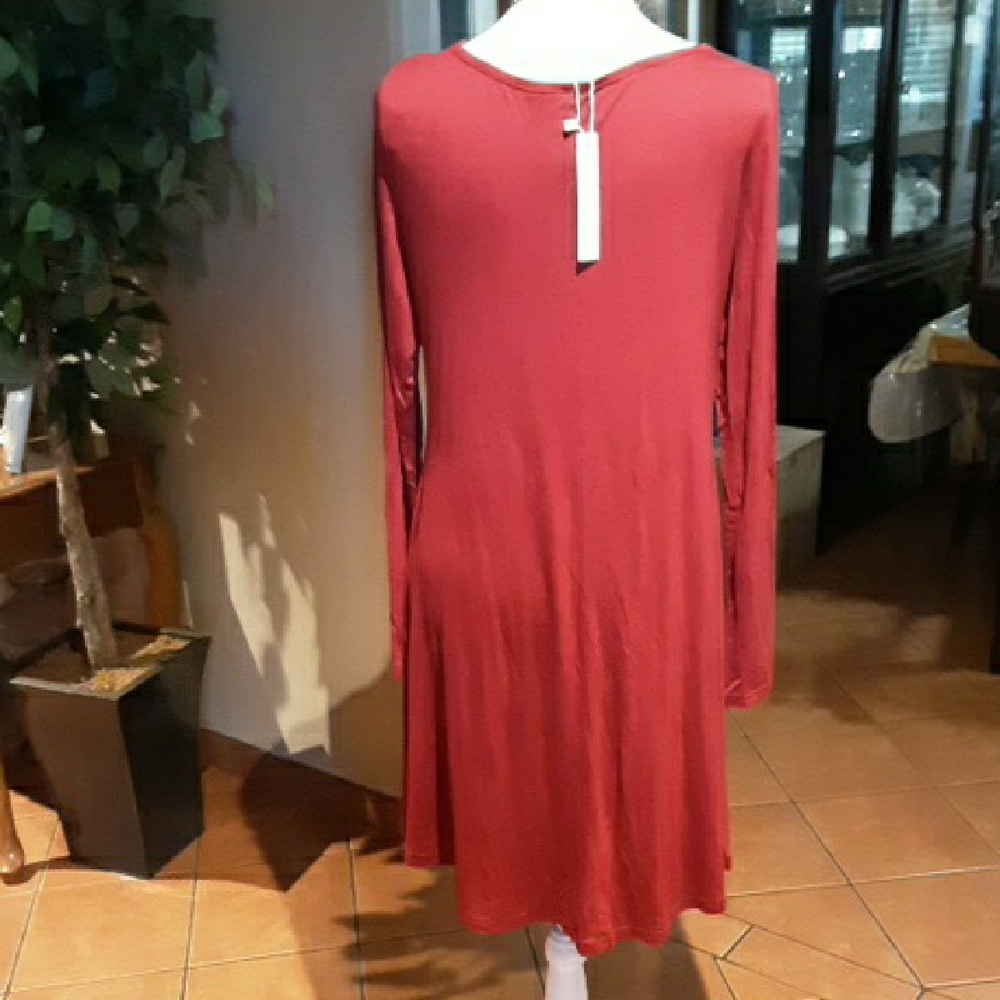 Elegant Burgundy Long Sleeve Dress  95%Rayon 5%Spandex - Picture 6 of 11